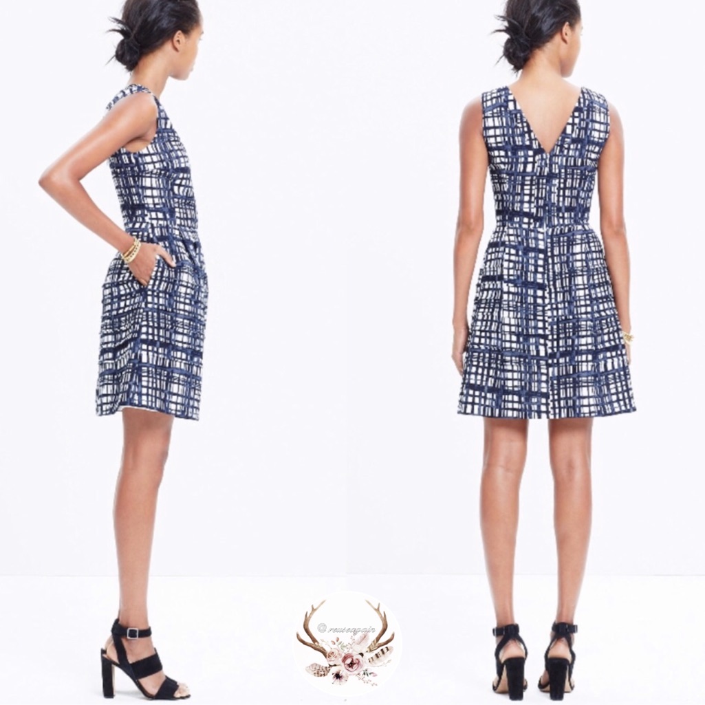 Madewell Midnight Brushstroke Plaid Dress Nwt
